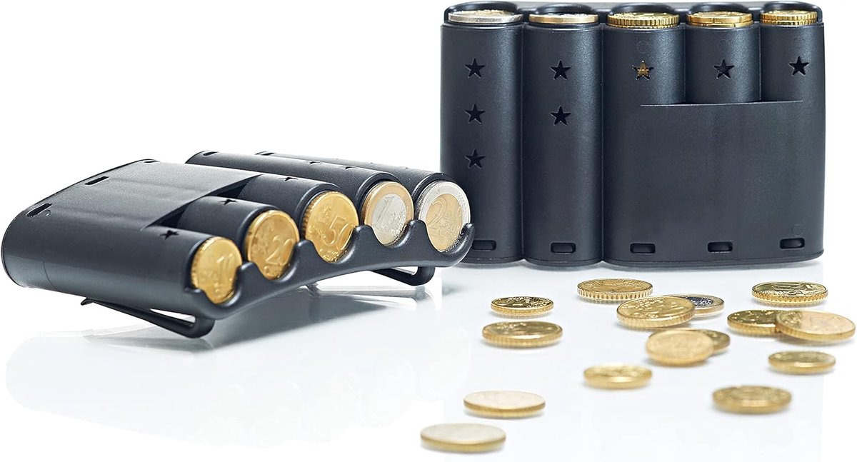 SnelShoppen - Coin Sorter met Riemclip - Praktische Munthouder voor Euro Munten, Compact 133 × 8 × 39 mm, Handzaam en Efficiënt voor Thuis en Onderweg