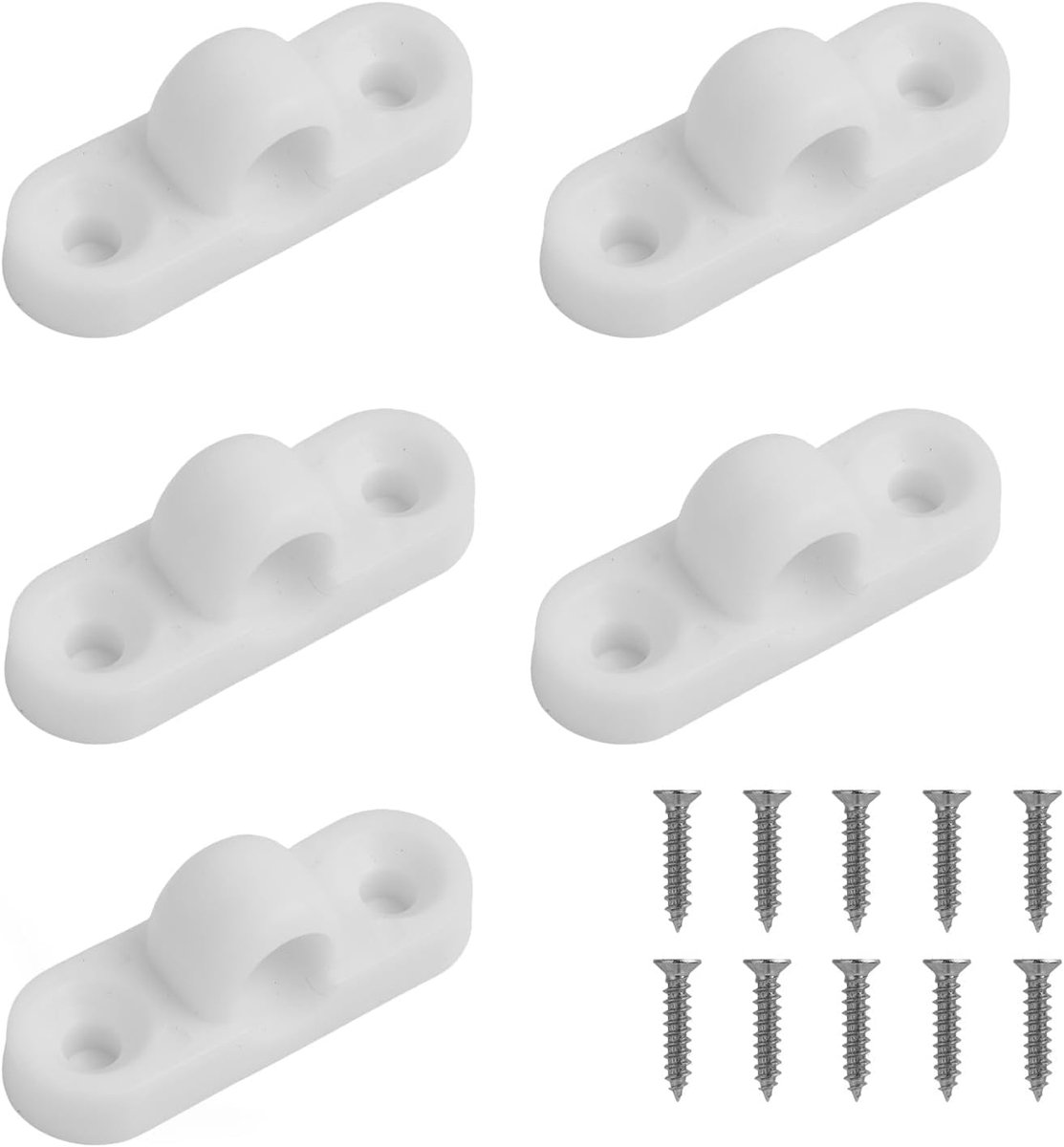 SnelShoppen - Set van 5 Plastic Wandogen voor Luifels, Tent Eyelets voor Caravans en Campers, 8 mm Mandrel Opening, Weerbestendig, Wit, Ideaal voor Ca