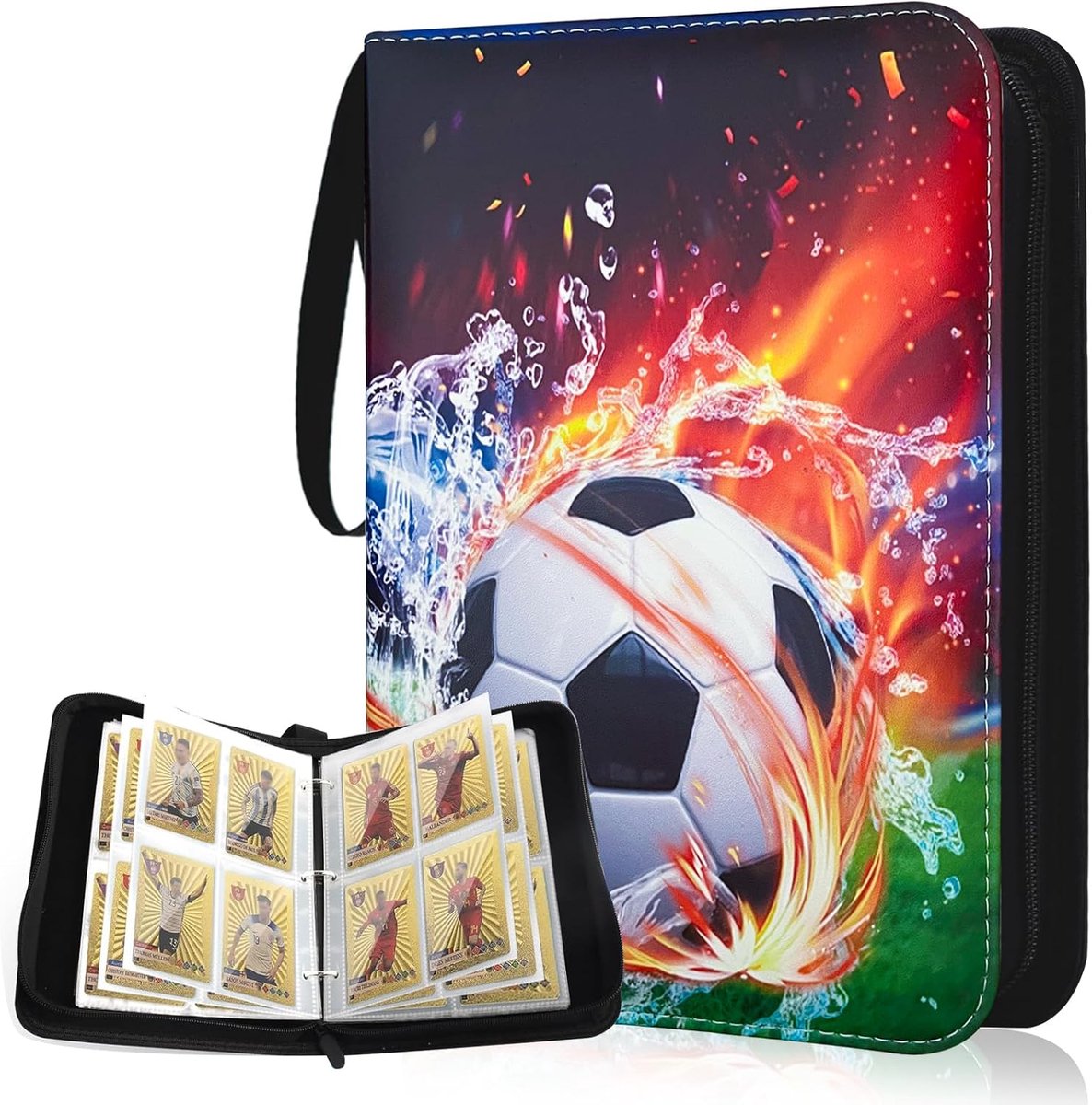 SnelShoppen - Trading Album voor Voetbalkaarten, 50 Bladzijden, Waterdicht, PU, 400 Kaarten Capaciteit, Verwijderbare Hoezen, Ideaal voor Verzamelaars