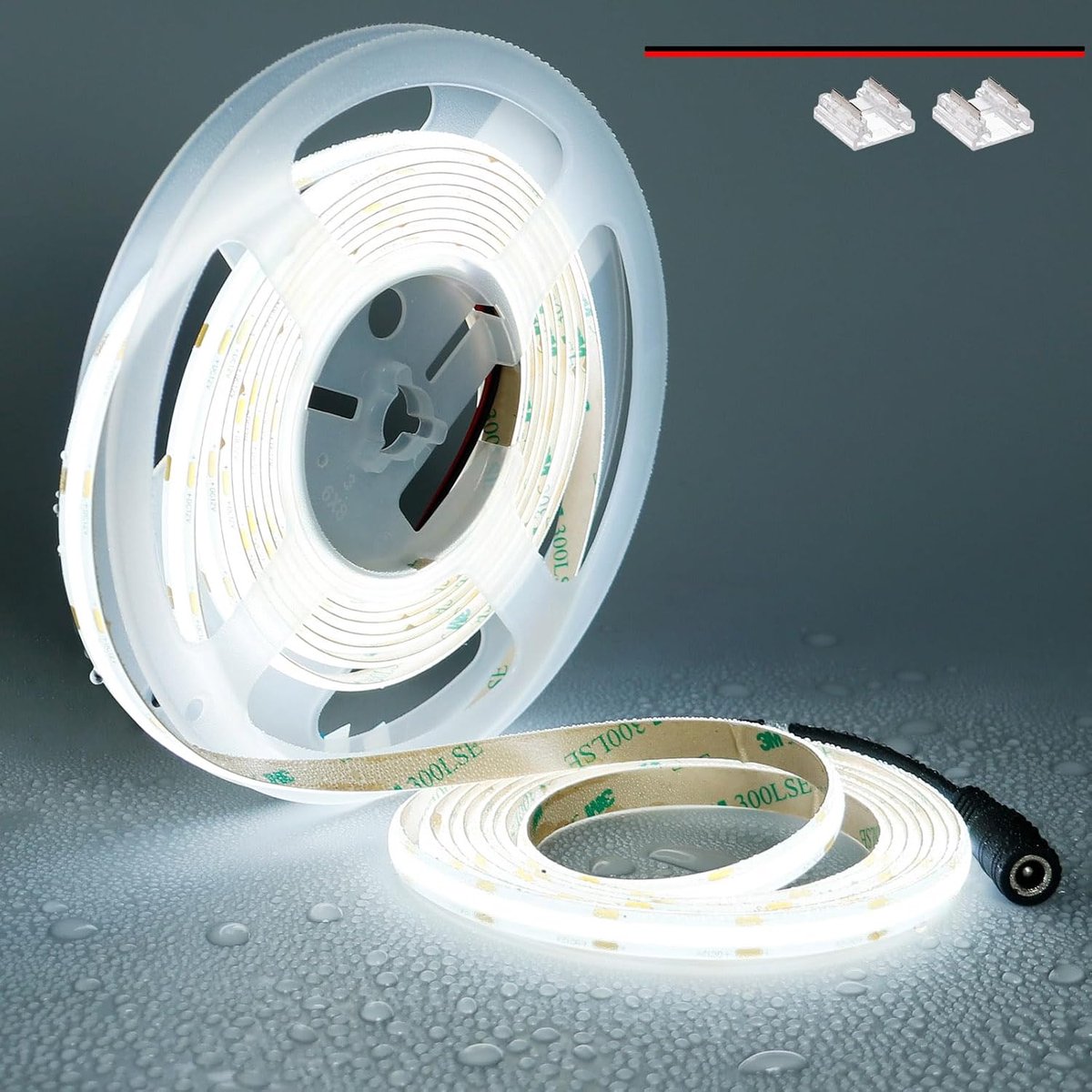 SnelShoppen - 12V COB LED Strip 5M Waterproof IP65 Koud Wit 6000K 480LEDs/M Dimbaar Energiezuinig Voor Keuken, Badkamer, Tuin, DIY Decoratie
