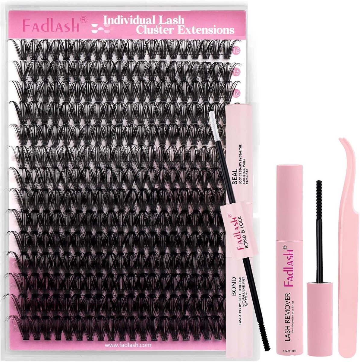 SnelShoppen - DIY Wimperextensions Kit - Cluster Wimper Extensions met Lijm, Verwijderaar, Pincet en 240 Wimpers - 40D-0.07D 15-20mm - Perfect voor Th