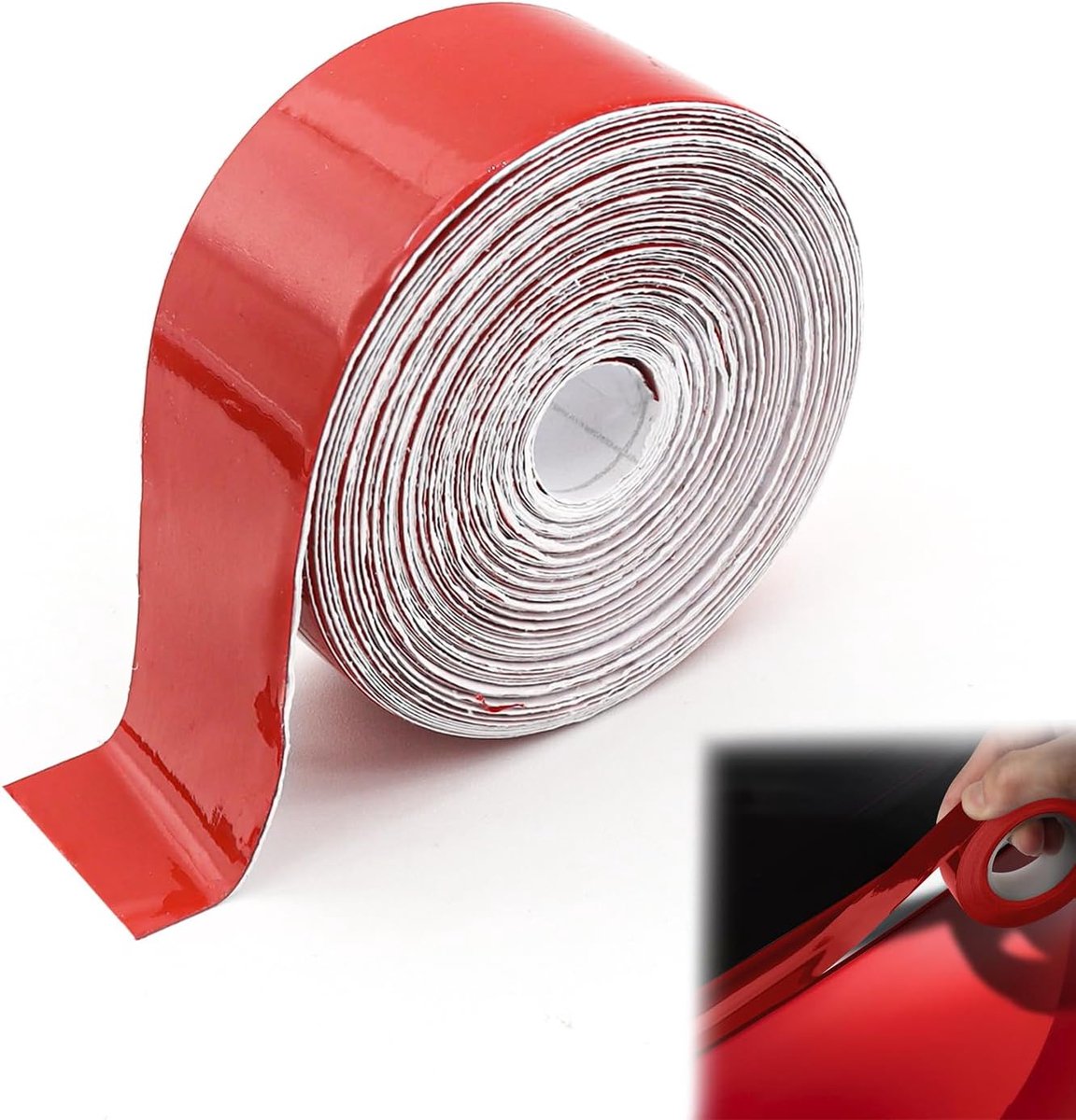 SnelShoppen - Zelfklevende Autotape 25 mm x 10 m Decoratieve Tape voor Auto, Motor, Boot, Modelbouw of Creatief Werk (Rood)