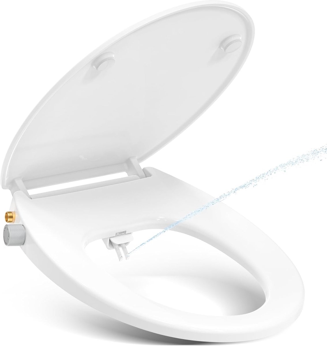SnelShoppen - WC-Bril met Bidetfunctie, Softclose Mechanisme, Zelfsluitend, Wit O-Vorm 44,3x37,1cm, 8 Zelfreinigende Sproeiers voor Billen en Vrouwen,