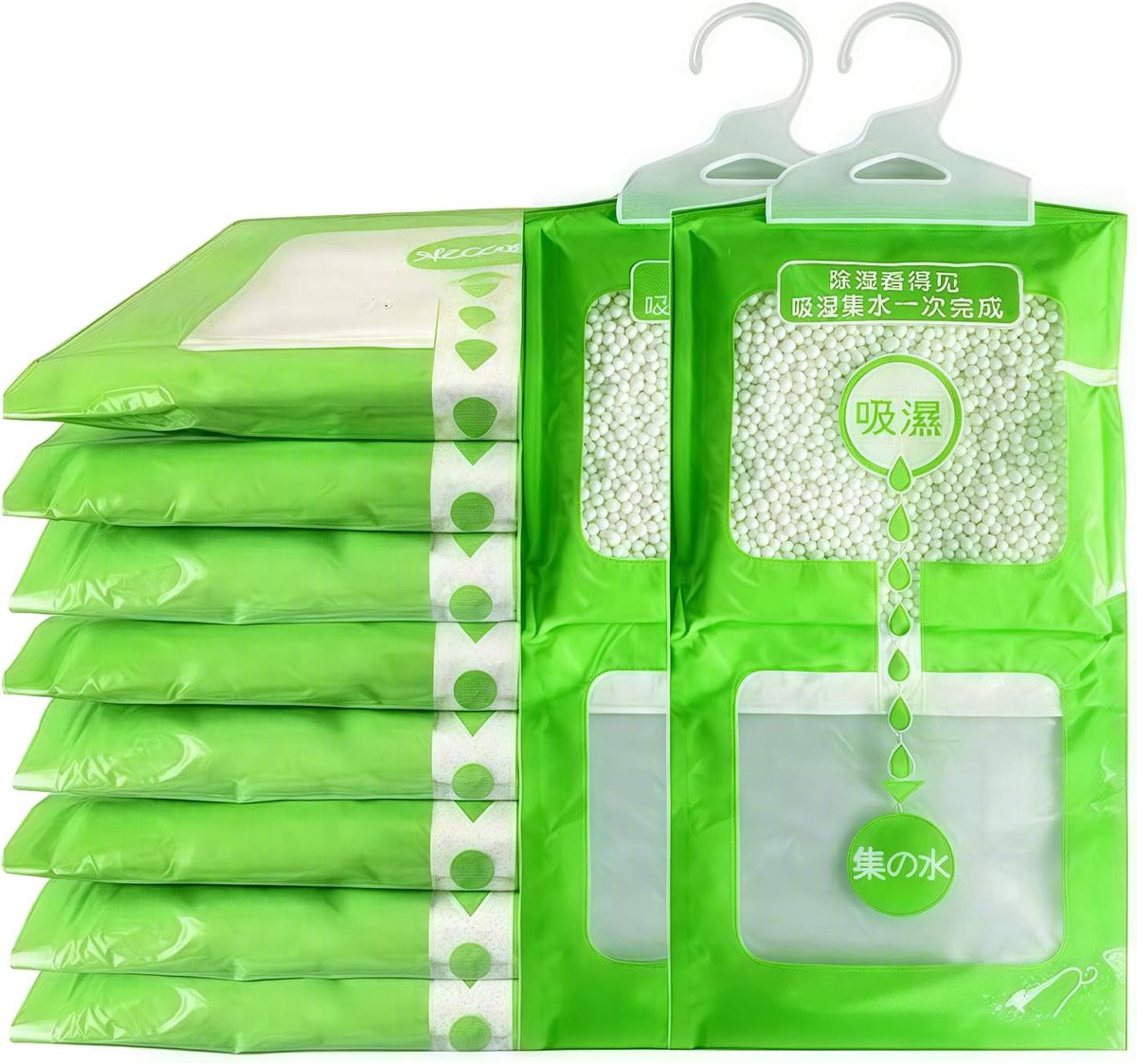SnelShoppen - 10 Stuks Hangende Luchtontvochtiger Zakken - Vochtabsorberende Droogmiddel Tas voor Keuken, Badkamer en Kasten - Calciumchloride - 16x29