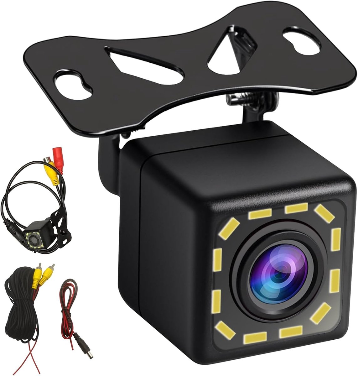 SnelShoppen - HD Achteruitrijcamera Auto Bedraad Universieel 170 Graden Groothoeklens met 12 LED Nachtzicht en 100% Waterdicht voor Veilige Achteruitr