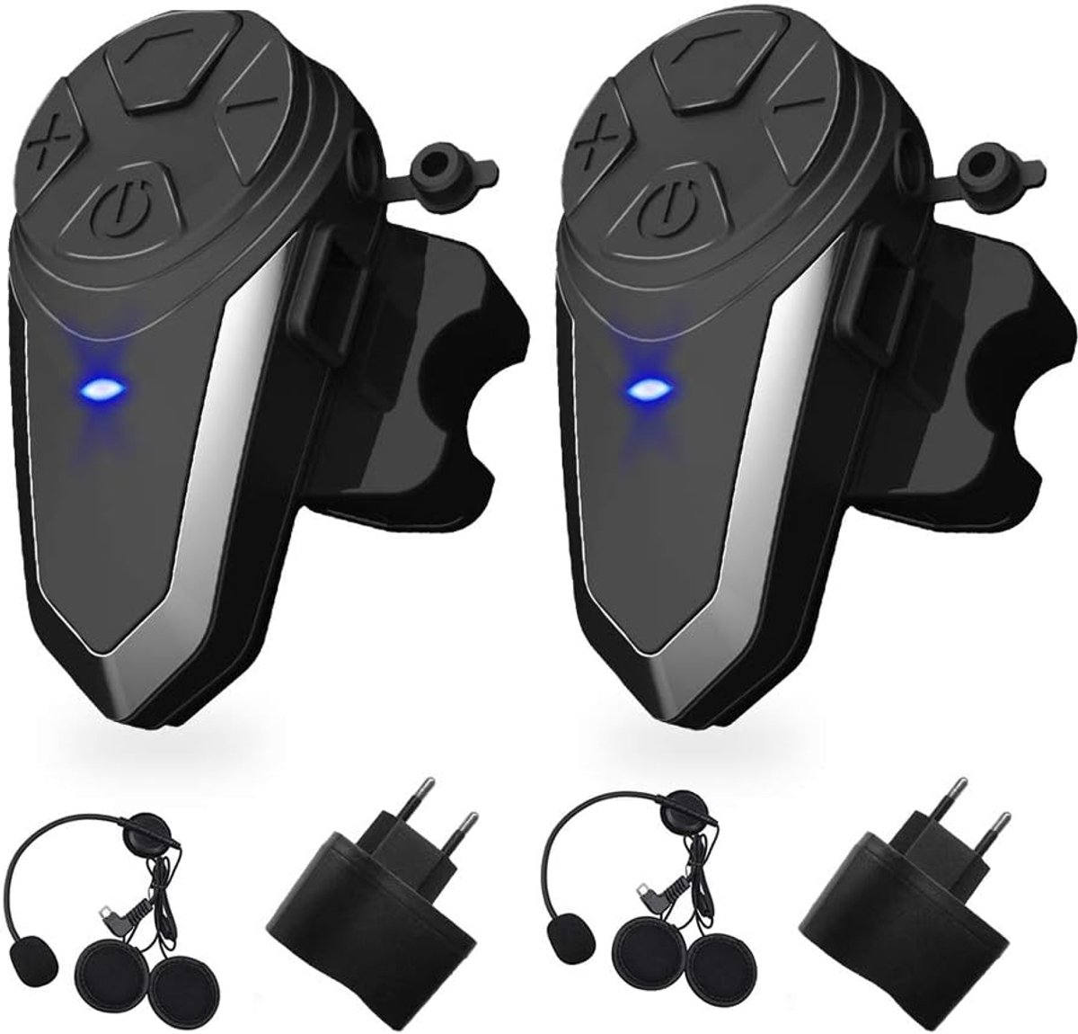 SnelShoppen - 1000m Motorfiets Intercom Helm Headset Draadloze Bluetooth Communicatie met FM-Radio, Waterdicht voor 2 of 3 Rijders (2 Stuks)