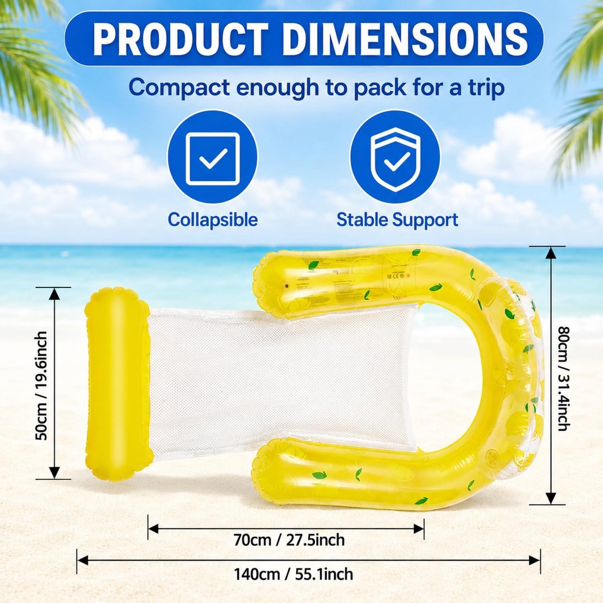SnelShoppen - Volledig Opblaasbare Hammock voor Volwassenen, 4-in-1 Water Lounge, Drijfstoel met Hoofdkussen en Net, Draagbaar en Opvouwbaar voor Zwem