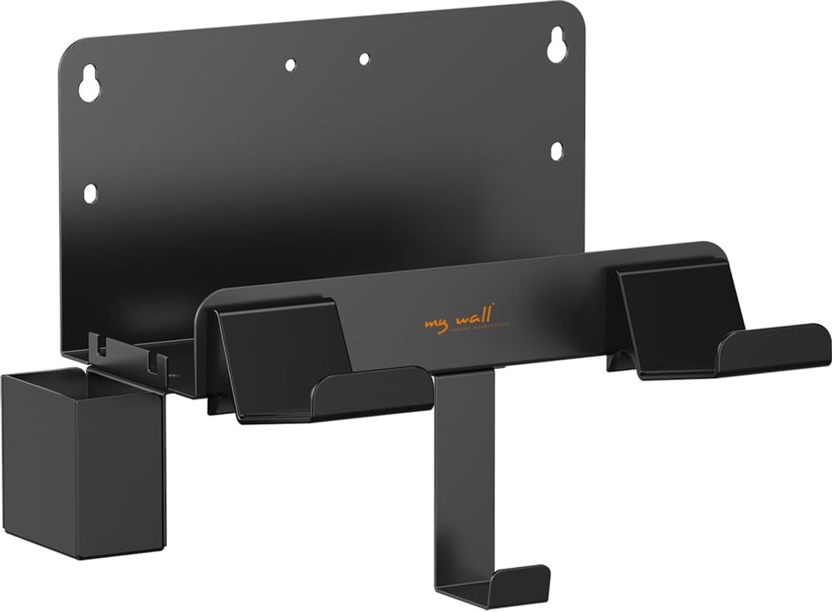 SnelShoppen - Media Player Wandbeugel Zwart - Geschikt voor Streaming Boxen, Ontvangers, Game Consoles - Tot 7 kg - Creëer Opbergruimte en Orde in Woo