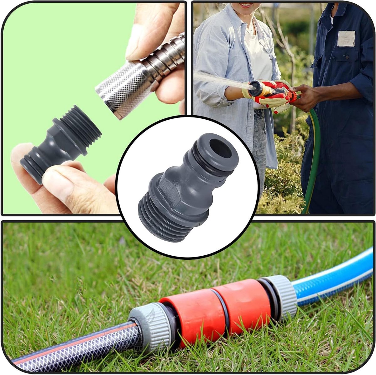SnelShoppen - Tuinslang Aansluitingen Set van 6 - G1/2 Male Draad Water Tap Adapter - Tuin, Water, ABS Kunststof, Corrosiebestendig, Tuinaccessoire