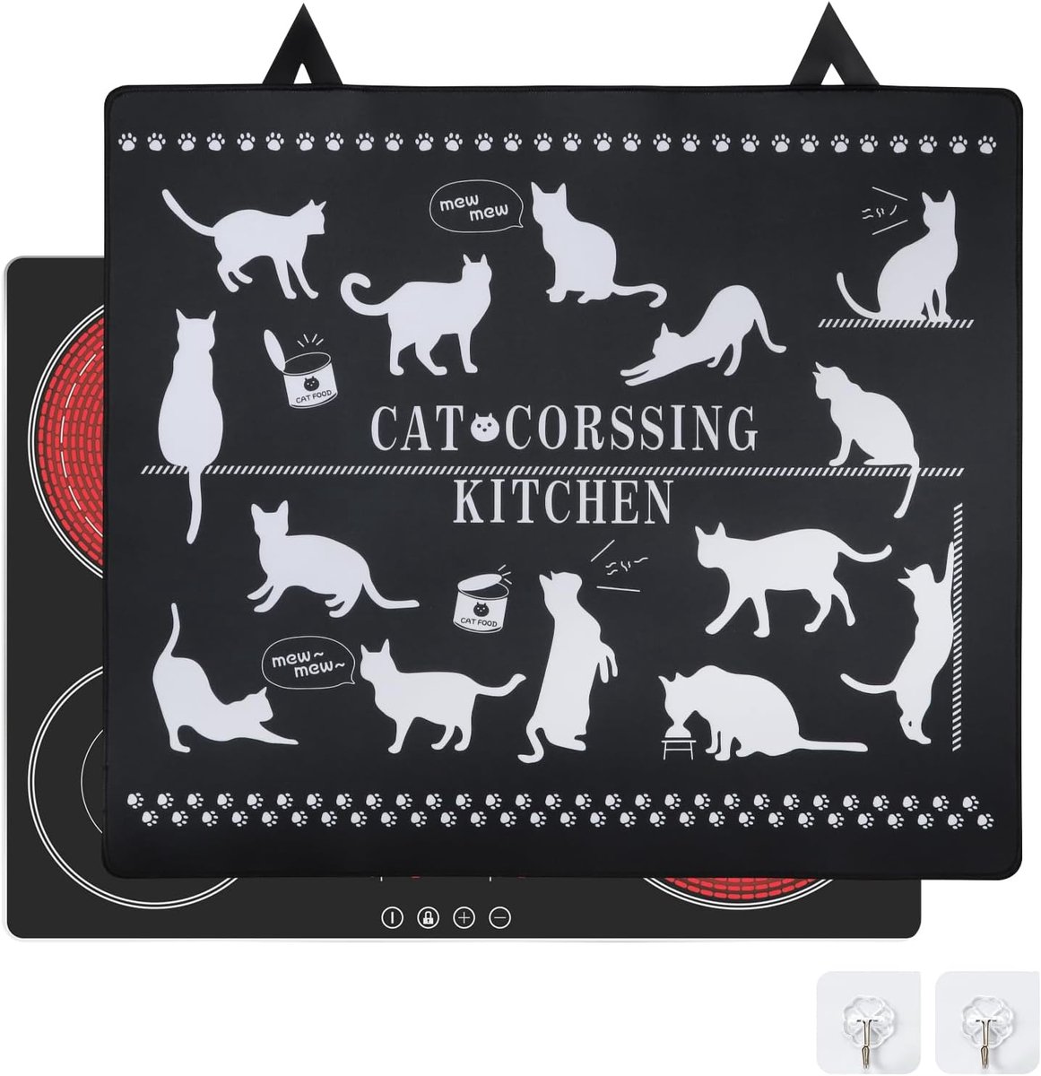SnelShoppen - Stove Cover, Splash Guard 62 x 53 cm, Antislip Keukenmat voor Inductie- en Elektrische Kookplaten, Stofdichte Mat met 2 Haken, Warmtebes