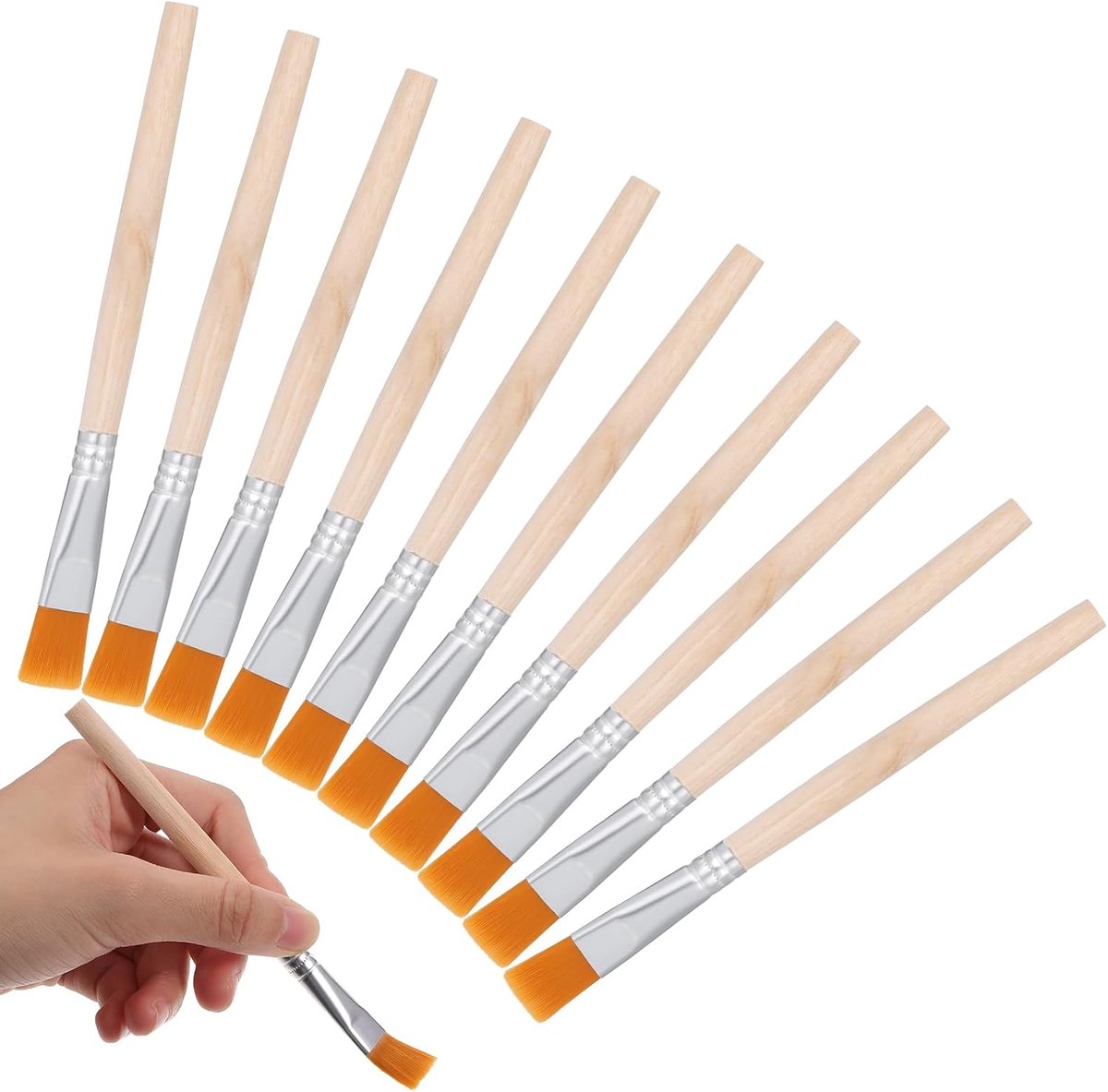 SnelShoppen - 10-delige brede platte kwastenset voor kunstenaars, beginners en kinderen - Perfect voor acryl, waterverf en olieverf schilderen - Duurz
