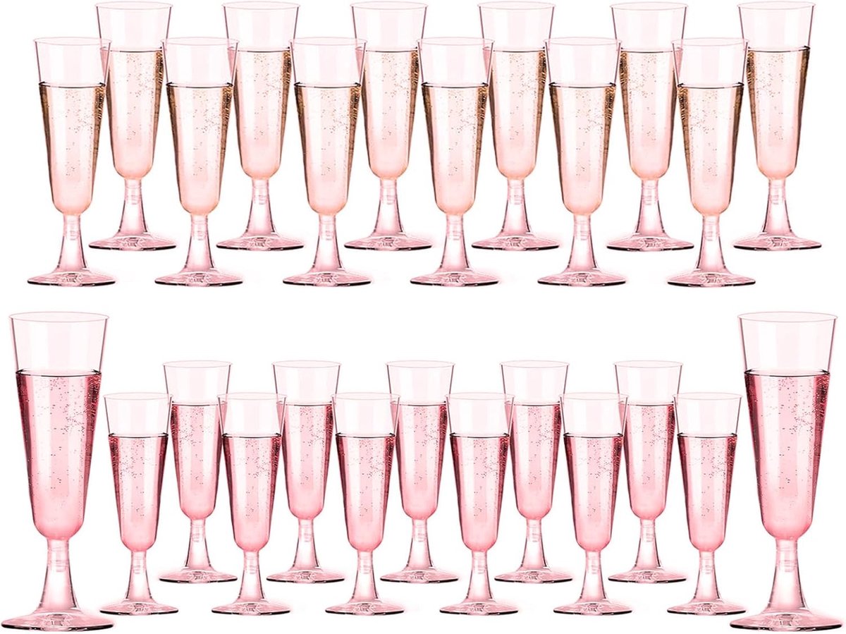 SnelShoppen - 25 Stuks Champagneglazen van Plastic, 150 ml, Herbruikbaar, Transparant, Perfect voor Feesten, Tuin, Bruiloften en Babyshowers