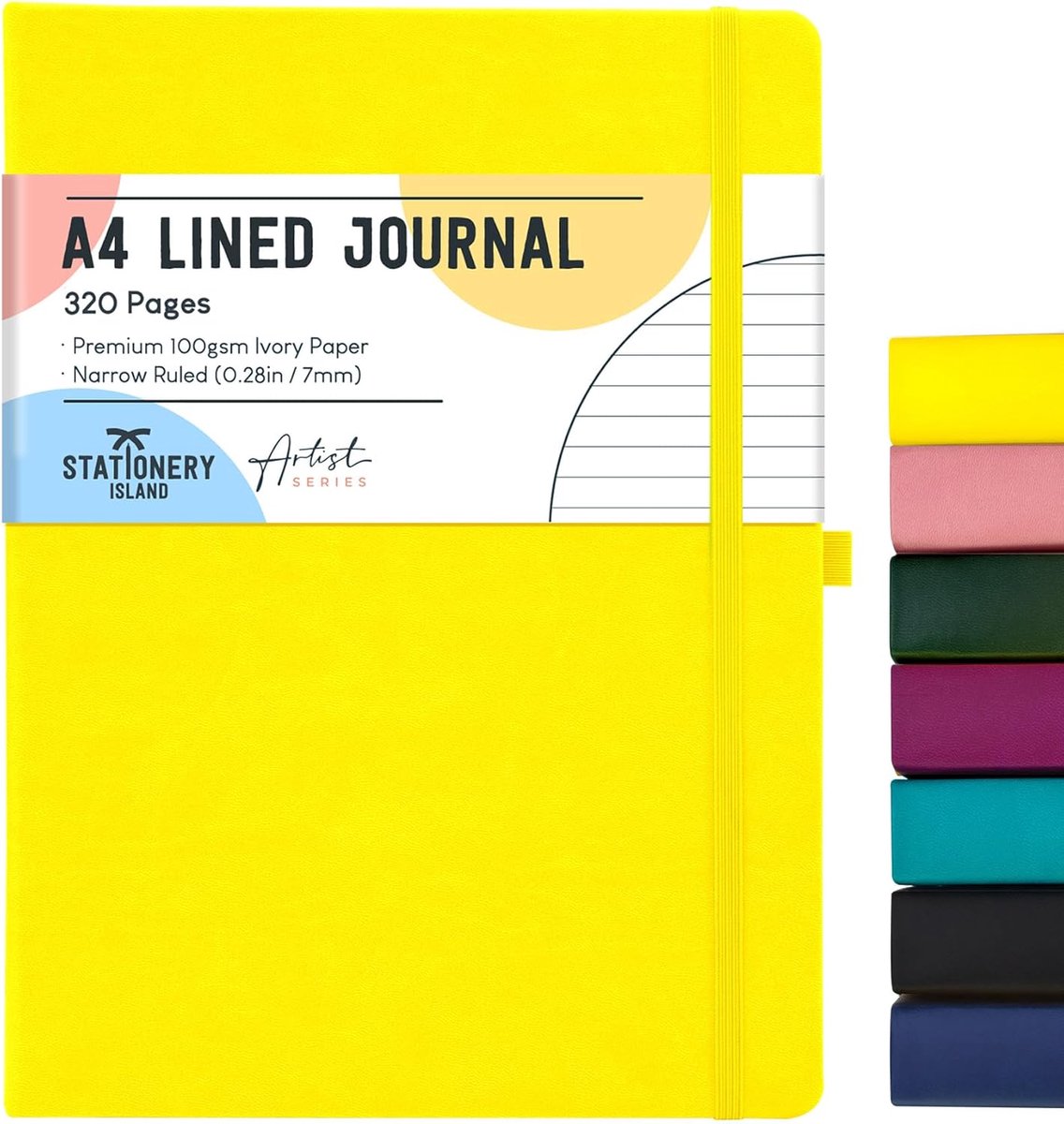 SnelShoppen - A4 Lined Notebook - 320 pagina's - Dikke Schrijfblok met Harde Kaft - 100gsm Papier - Geel - Ideaal voor Notities, Journaling en Studie