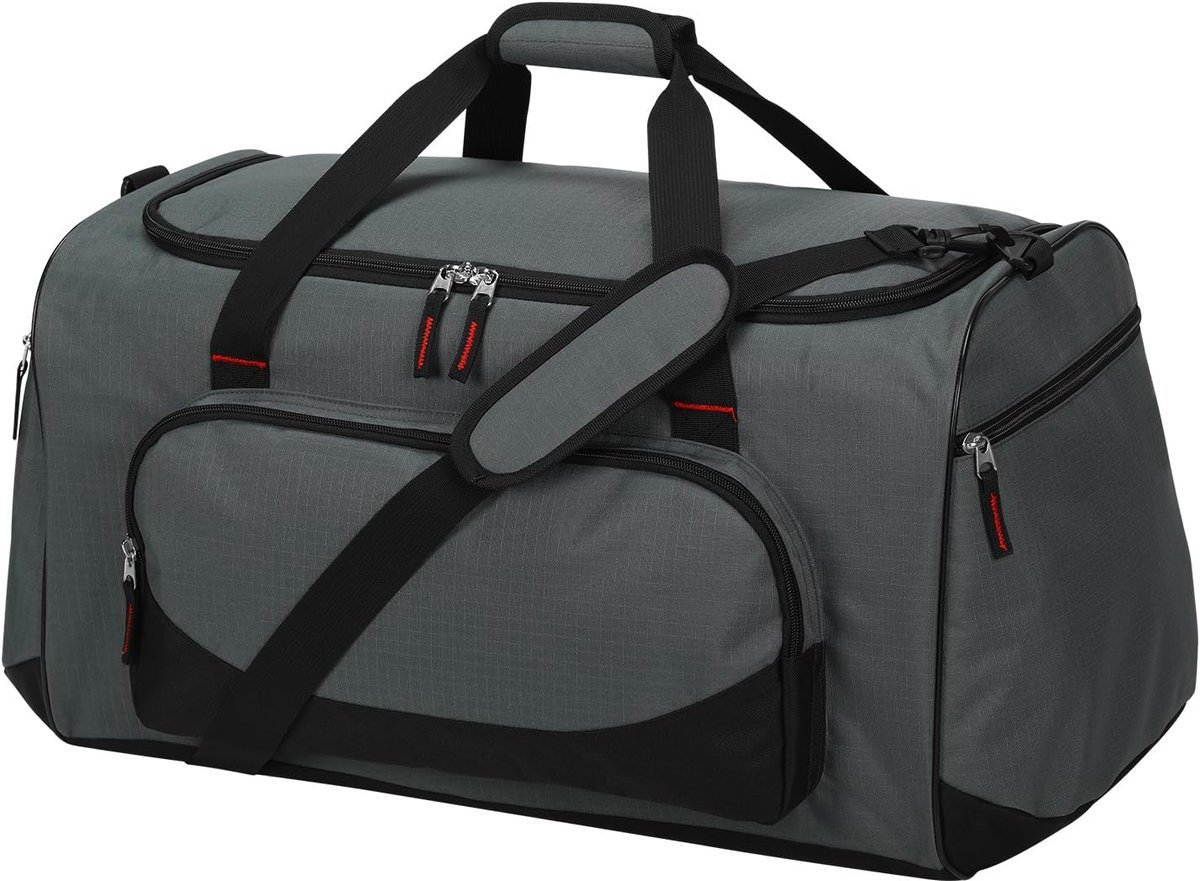 SnelShoppen - 55L Grote Sporttas Reistas voor Mannen, Grijs, Ideaal voor Fitness, Weekenduitjes en Sportuitrusting