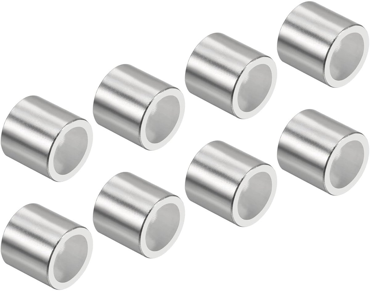 SnelShoppen - Inline Shaft Bearing Spacers 16 Pack - Aluminium Speed Spacer Hardware voor 8mm As - Zilver - Ideaal voor Skates en Rollers