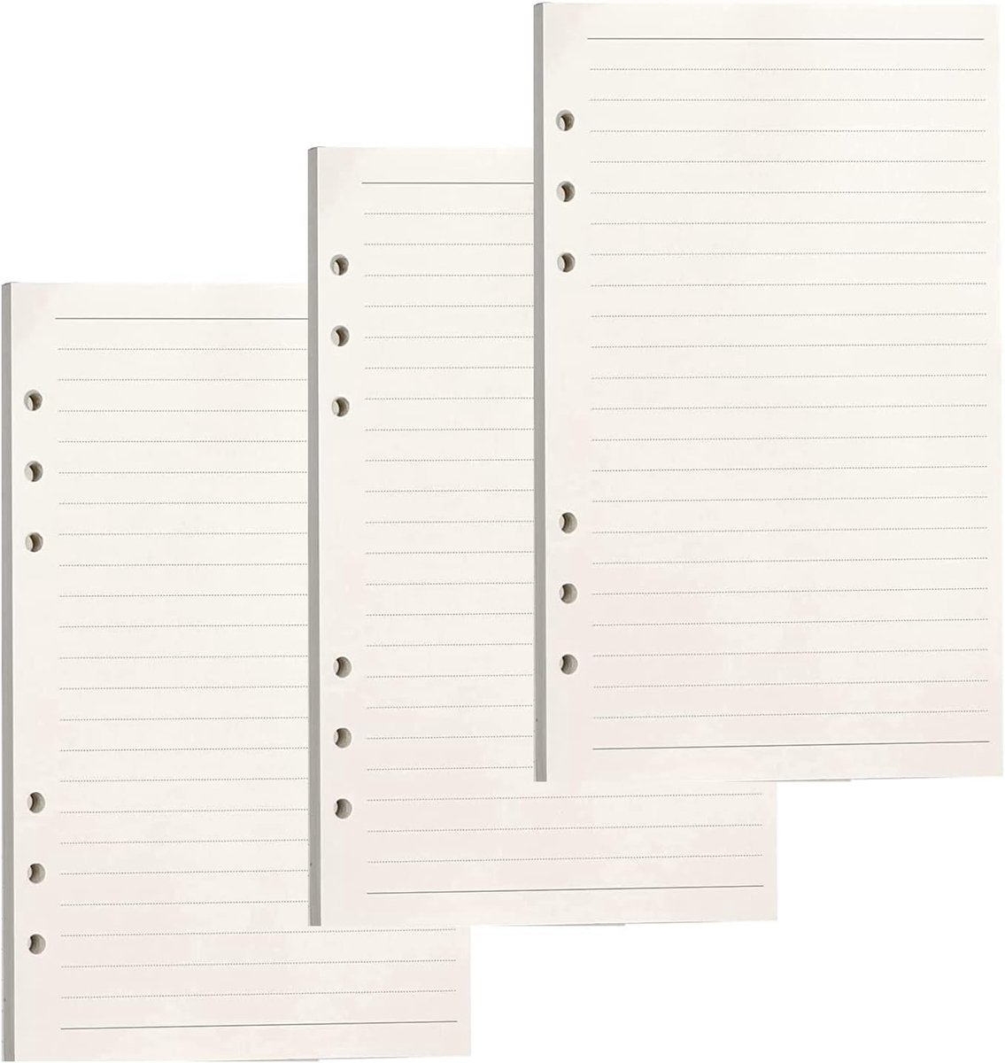 SnelShoppen - A6 Horizontaal Lijn Papier - 135 Bladen - 3 Packs - 6-Holes - 100g Kwaliteit - Vervangpapier voor Notitieboeken - Ideaal voor School en