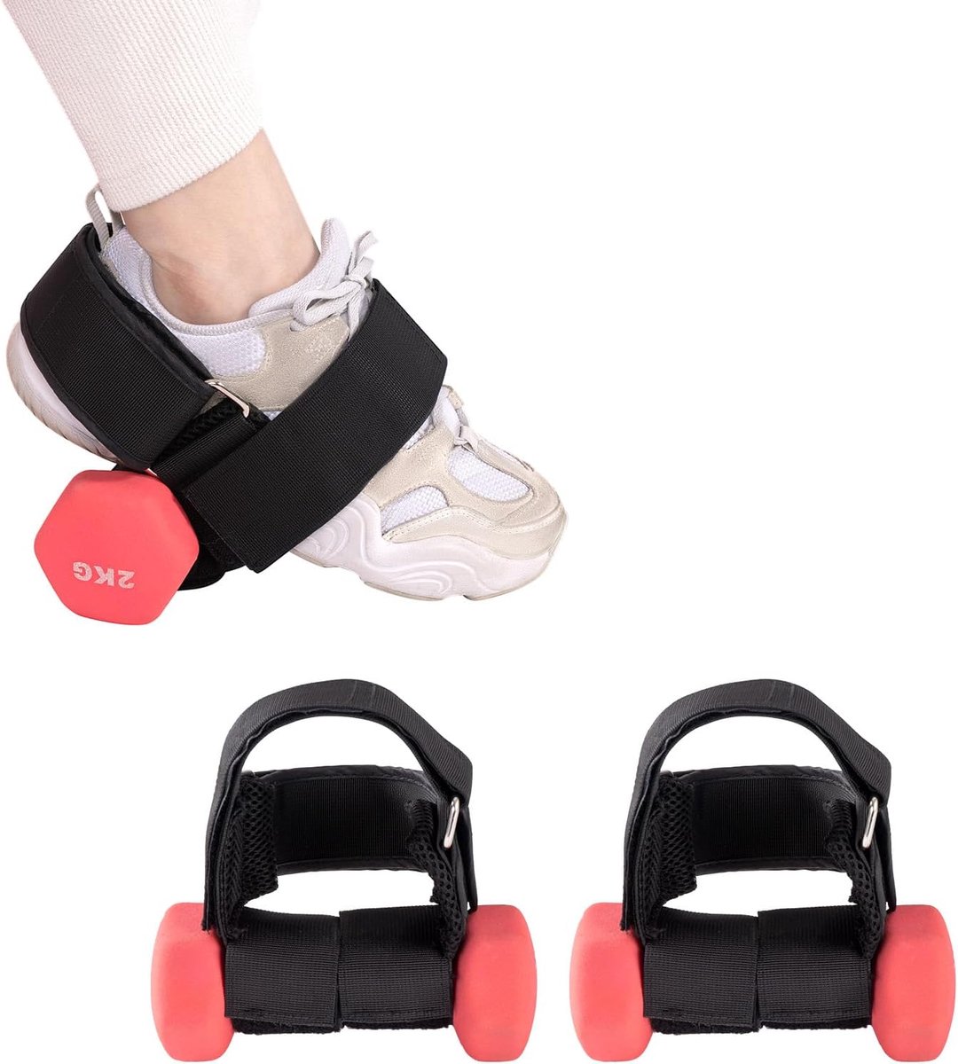 SnelShoppen - 2PCS Tibialis Trainer Dumbbell Voetbevestiging, Verstelbare Enkelgewichten Kabel Kickback Enkelriem, Fitness Kabel Accessoire voor Benen