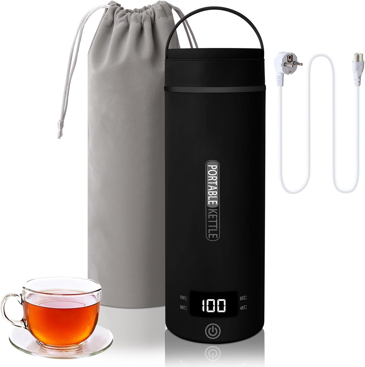 SnelShoppen - Mini Elektrische Reisketel 500ml - Draagbare RVS Waterkoker met Automatische Uitschakeling en Temperatuurinstellingen - Ideaal voor Camp