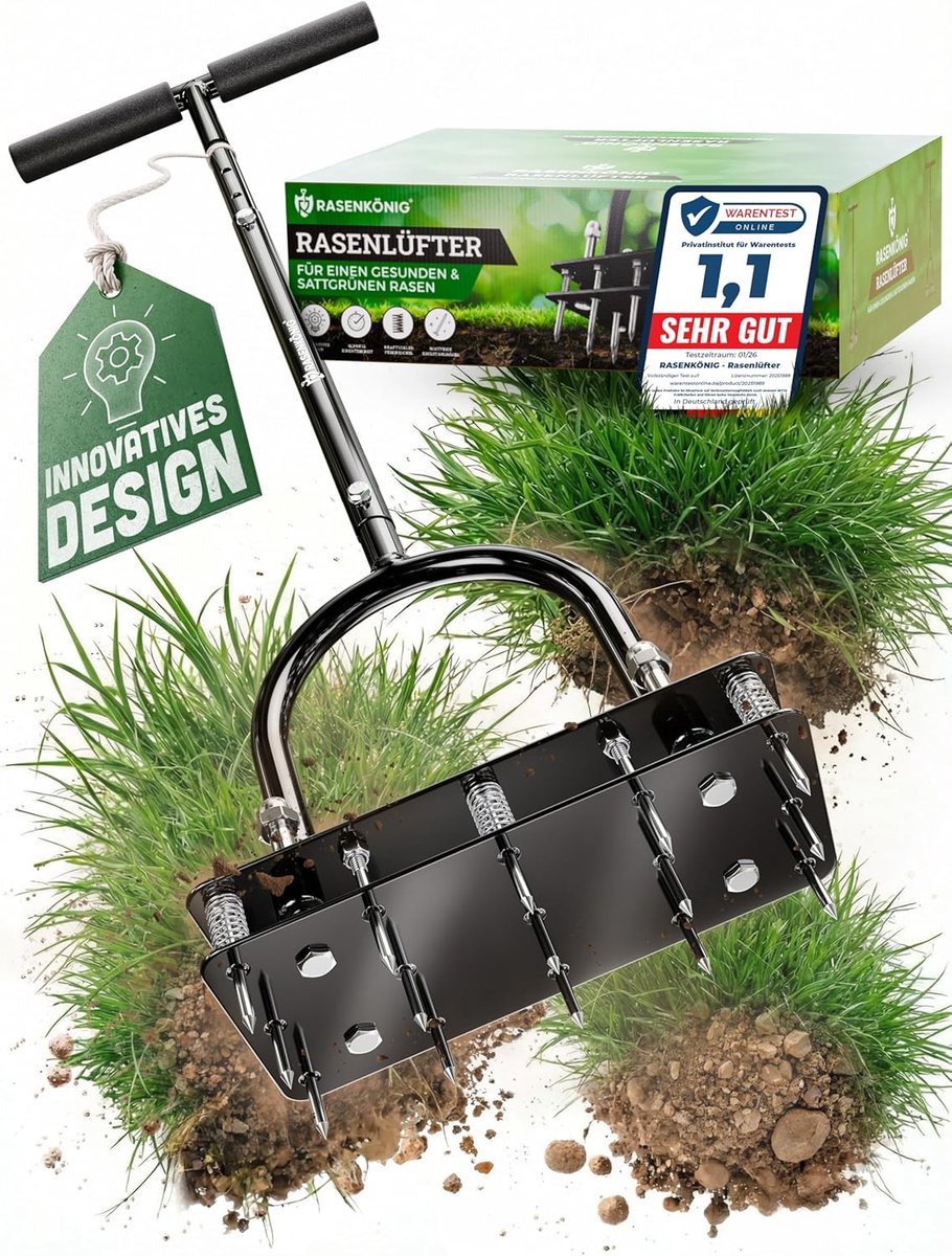 SnelShoppen - Pro Lawn Aerator, Innovatieve Tuinluchtventilator, Handmatige Verticuteerder voor Grondventilatie, Premium Tuingereedschap, Zelfreinigen