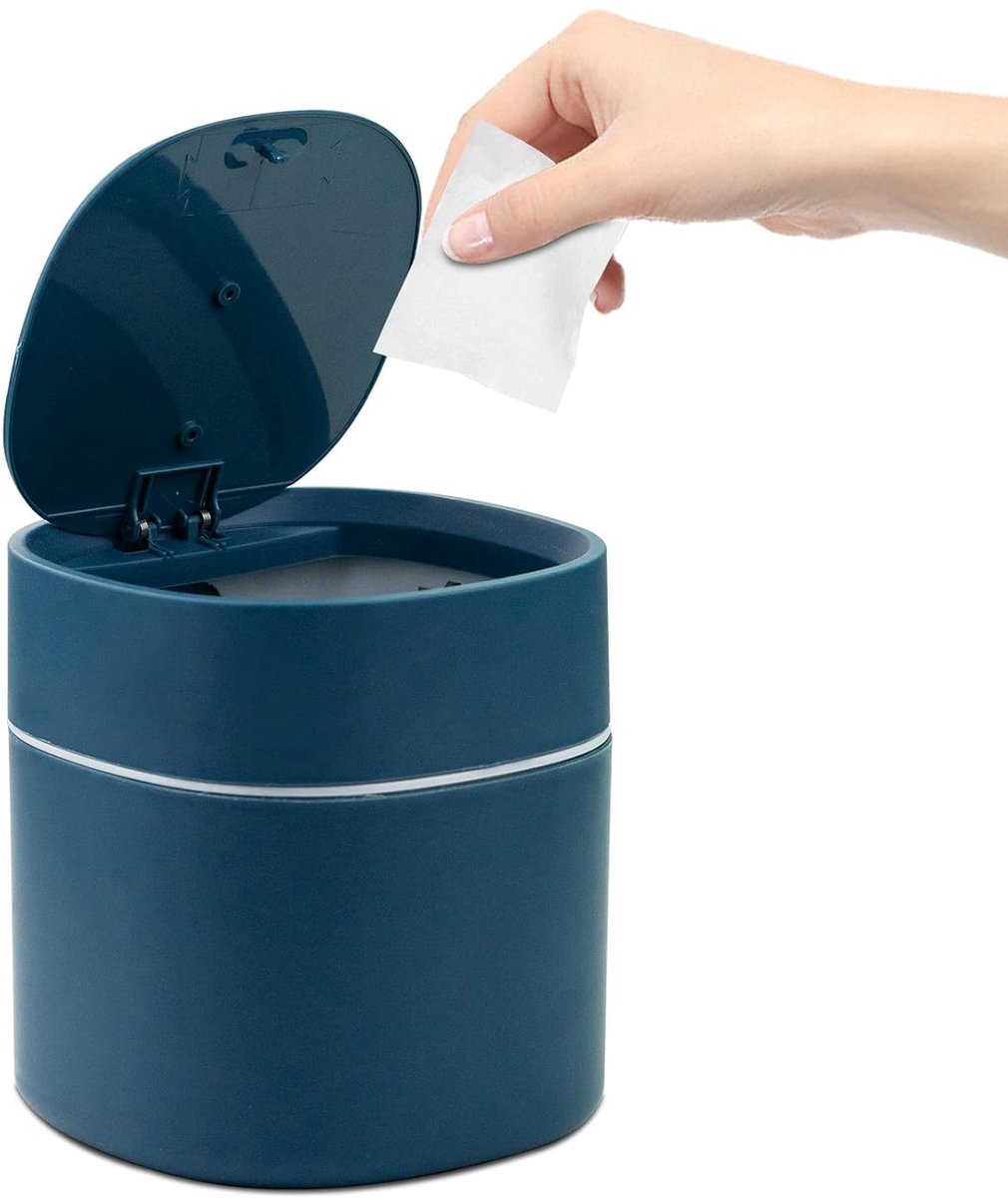 SnelShoppen - Mini Afvalbak met Deksel 2 L - Desk Bin voor Bureau, Dressing Table, Bedside Table - ABS + Polypropyleen - Groene Kleur - Compact en Rui