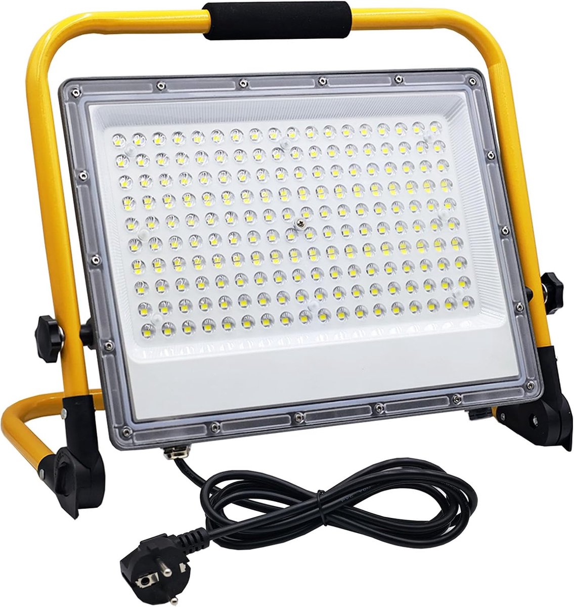 SnelShoppen - 150W LED Bouwlamp, 15000LM, IP66 Waterdicht Werklicht met 2M Kabel, 6500K Koel Wit, Draagbare Vouwstandaard voor Werkplaats, Bouwplaats,