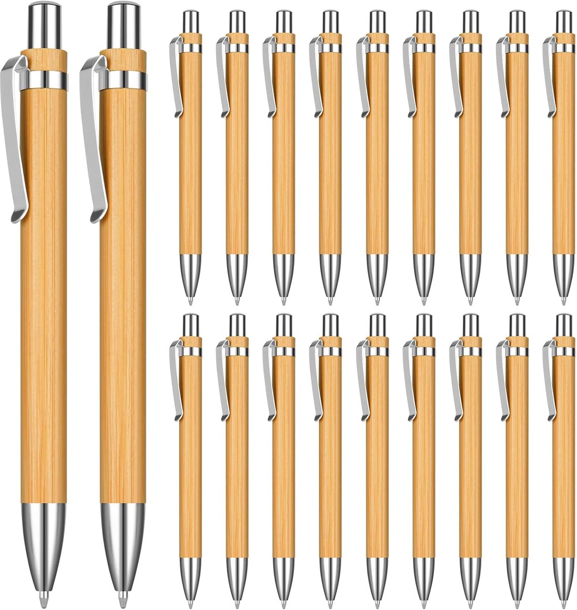 SnelShoppen - Bamboo Balpen Set - Houten Balpen - Duurzaam en Eco-Vriendelijk - 20 Stuks - Perfect voor Kantoor en Dagelijks Gebruik