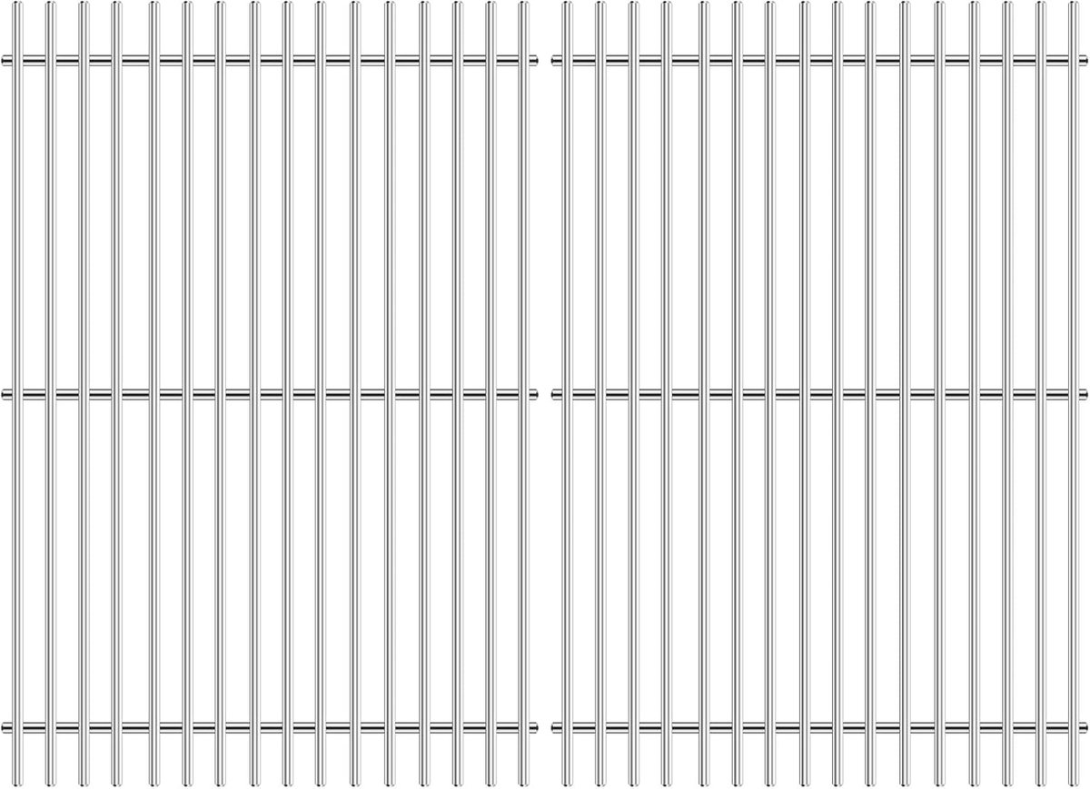 SnelShoppen - RVS Grillrooster 44.5 x 30 cm Set van 2, Vervangend Grillrooster voor Gasgrills, Perfect voor Tuin, Camping en BBQ Feesten