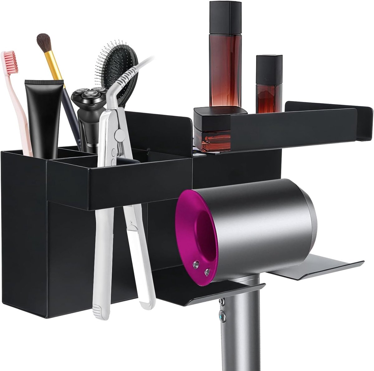 SnelShoppen - Multifunctionele Haardrogerhouder Zonder Boren - Haardroger en Steiler Houder - Hoogwaardige Metalen Badkamer Accessoire voor Thuis, Hot
