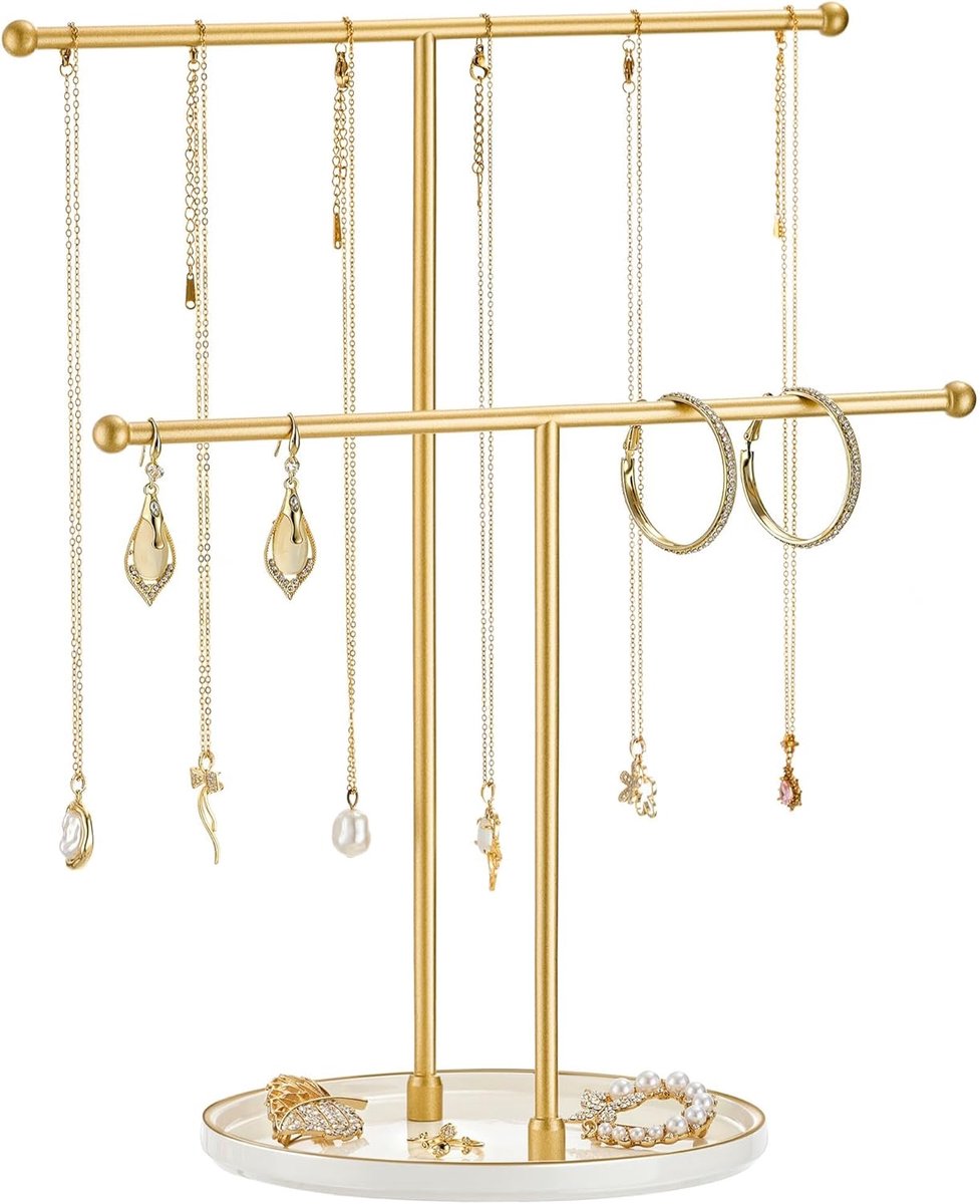 SnelShoppen - Josimimimimic stijl keramische sieradenstandaard, sieradenhouder, decoratieve opbergstand voor kettingen, oorbellen, ringen, wit, elegan