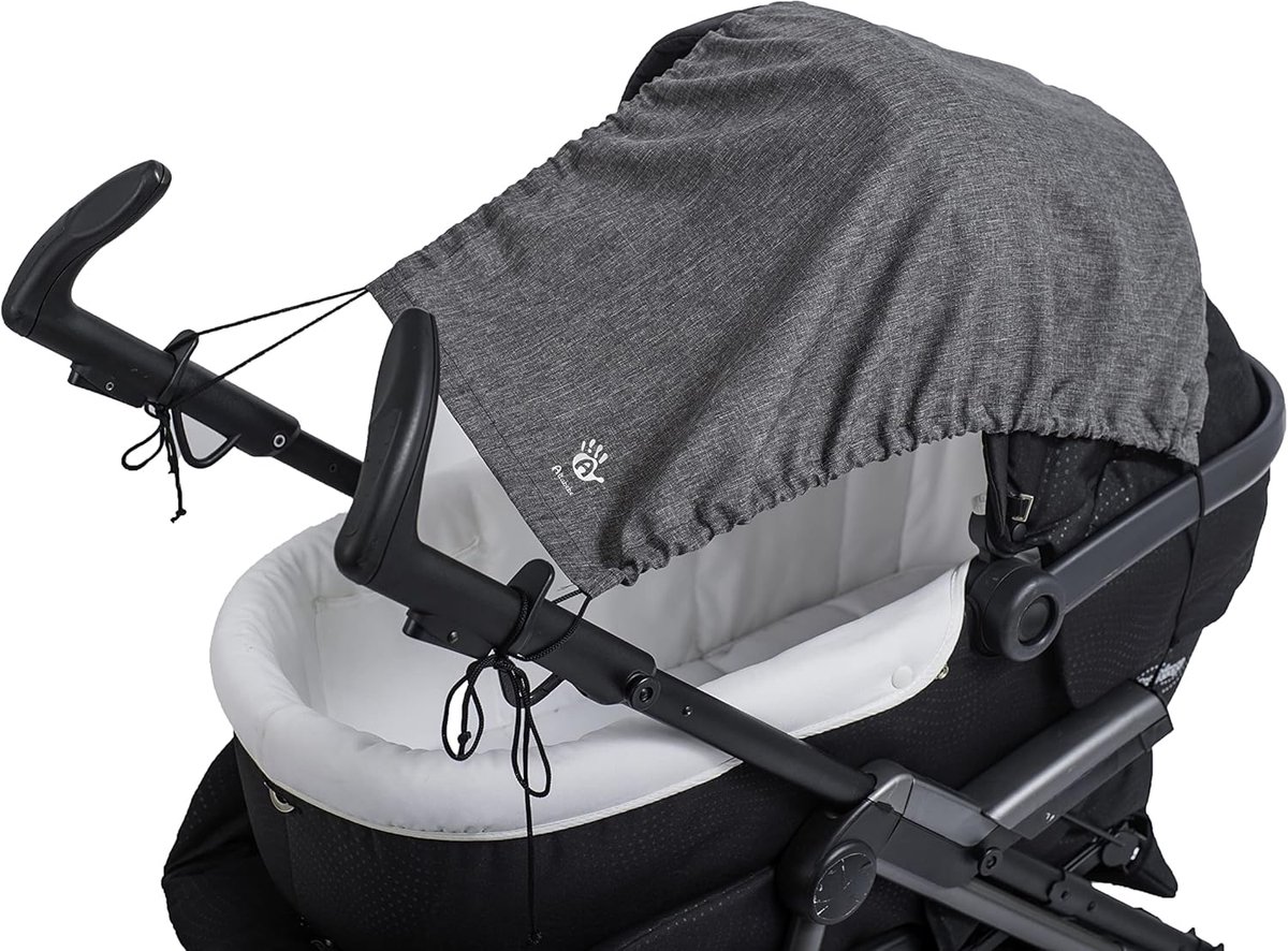 SnelShoppen - UV Bescherming Zonnetent voor Kinderwagens en Buggy's, Donkergrijs, Makkelijk Bevestigen, Verstelbaar, Modern Ontwerp, Ideaal voor Baby'