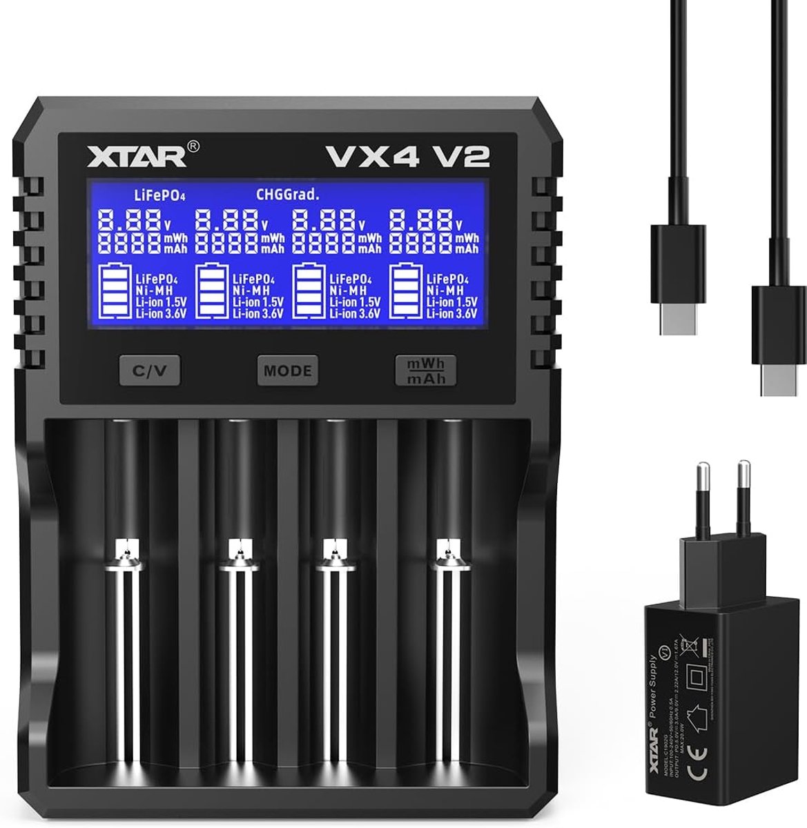 SnelShoppen - Multifunctionele Li-Ion/Ni-MH Batterijoplader met Capaciteitstester voor 1.5V/3.6V/3.7V Li-Ion, 3.2V LifePO4 en 1.2V Ni-MH Batterijen -