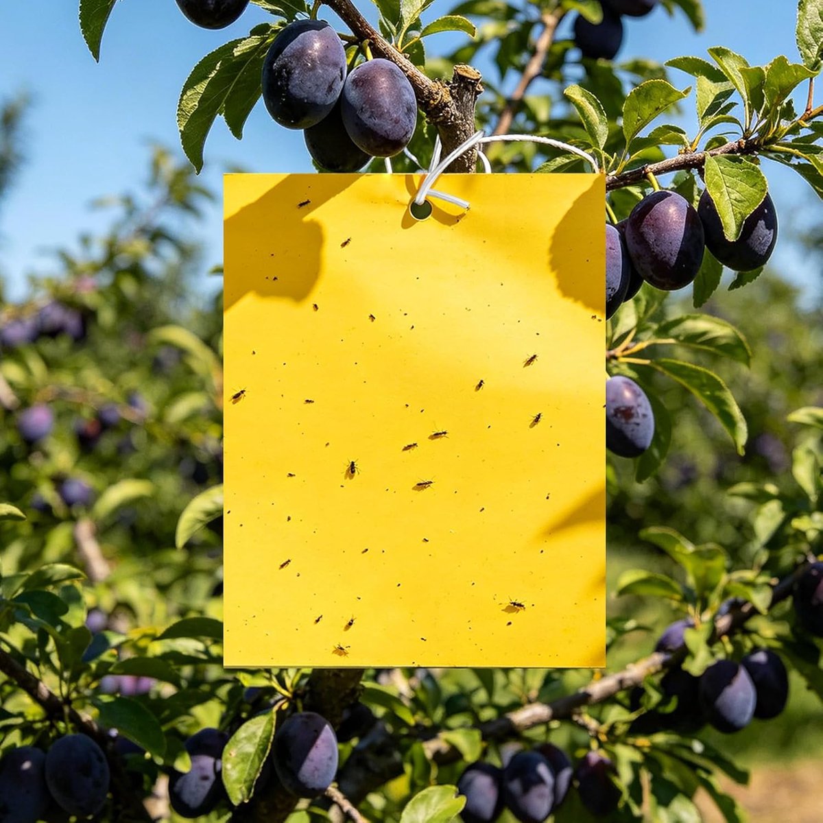SnelShoppen - 60 stuks gele borden, kersenboom, 20 x 15 cm, effectieve gele stickers tegen rouwmuggen, bladluizen en fruitvliegen voor kamerplanten en
