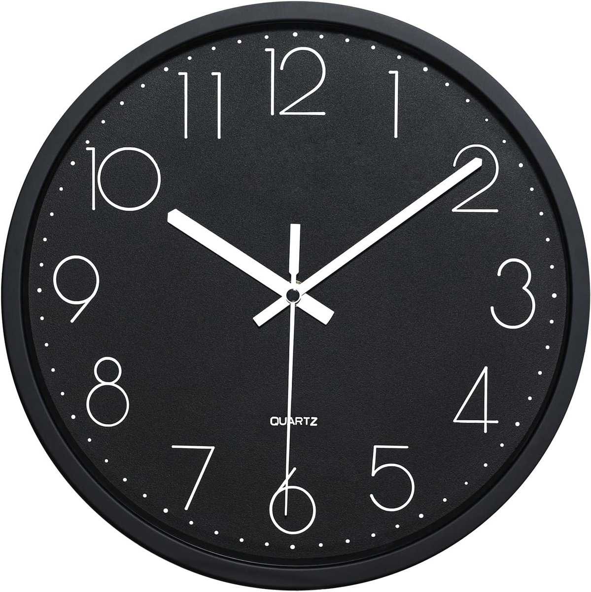 SnelShoppen - Modern 25cm Wandklok - Stil, Batterij-Operated, Zwarte Muurklok met 3D Cijfers voor Keuken, Woonkamer en Slaapkamer Decoratie
