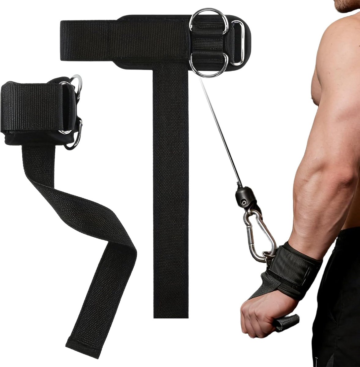 SnelShoppen - 2 Lifting Straps met D-ringen en Bekleding, Antislip Grips voor Gewichtheffen, Deadlifts, Pull-ups en Fitness - Ideaal voor Krachtsport