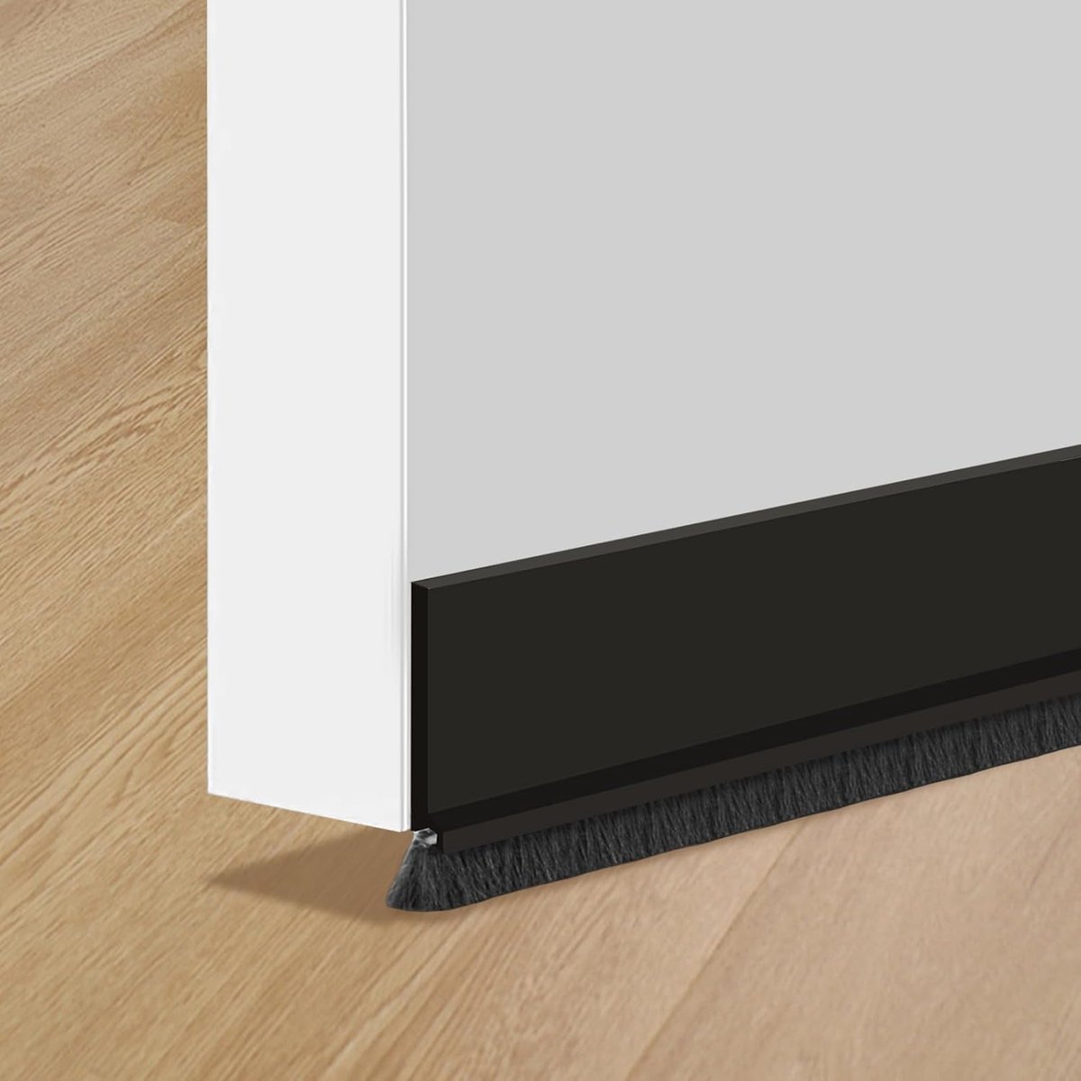 SnelShoppen - 2 Stuks Deursleeper Zelfklevende Borstelstrip Zwarte Deurseal 100cm x 3cm - Ideaal voor Thuisgebruik, Energie besparen, Geluidsisolatie,