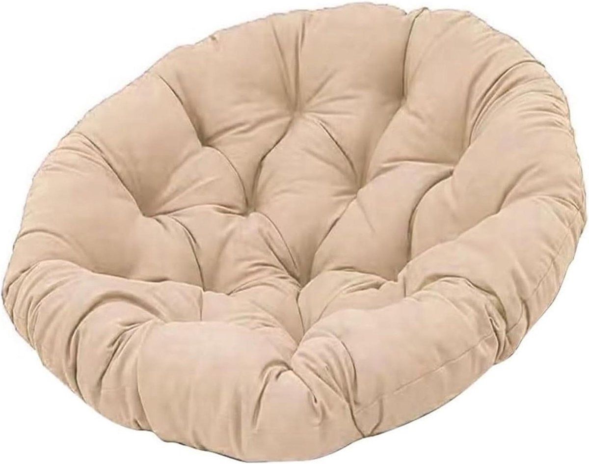 Rond Stoelkussen - Zitkussen Dik - Buiten Ontspannen - Volledig Gevuld Katoen - 60x60cm - Khaki
