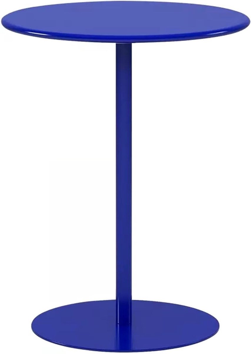 Bistrotafel Rond - Eettafel Buiten - Gezellig Dineren - Stevige Metalen Basis - 48 x 56 cm - Blauw