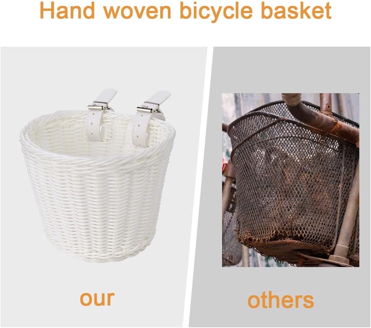 SnelShoppen - Flintronic Kinderfietsmand Handgeweven Fietsmand voor Kinderen, Leuke Fietsaccessoires voor Meisjes en Jongens, Perfecte Decoratie voor