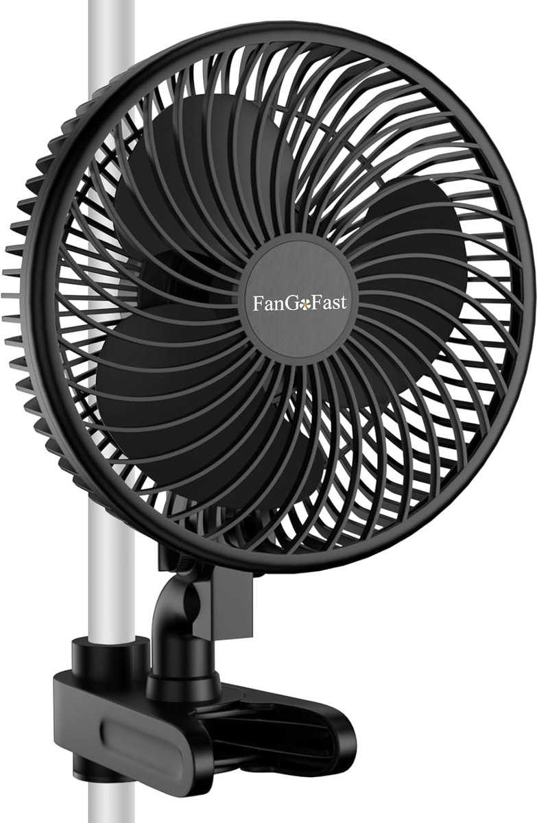 SnelShoppen - Grow Ventilator met Clip, EC Motor, Automatische Oscillatie, 10 Snelheden, Kweekventilator voor Kweektent, Oscillerend, Klembaar voor Ge