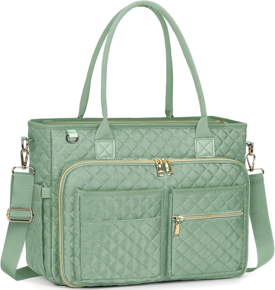 SnelShoppen - Laptoptassen voor Vrouwen, Grote Werktas, Lerarentas, Computer-Messenger-Aktetas, Donkergroen met Geïsoleerde Zak voor Kantoor, Universi