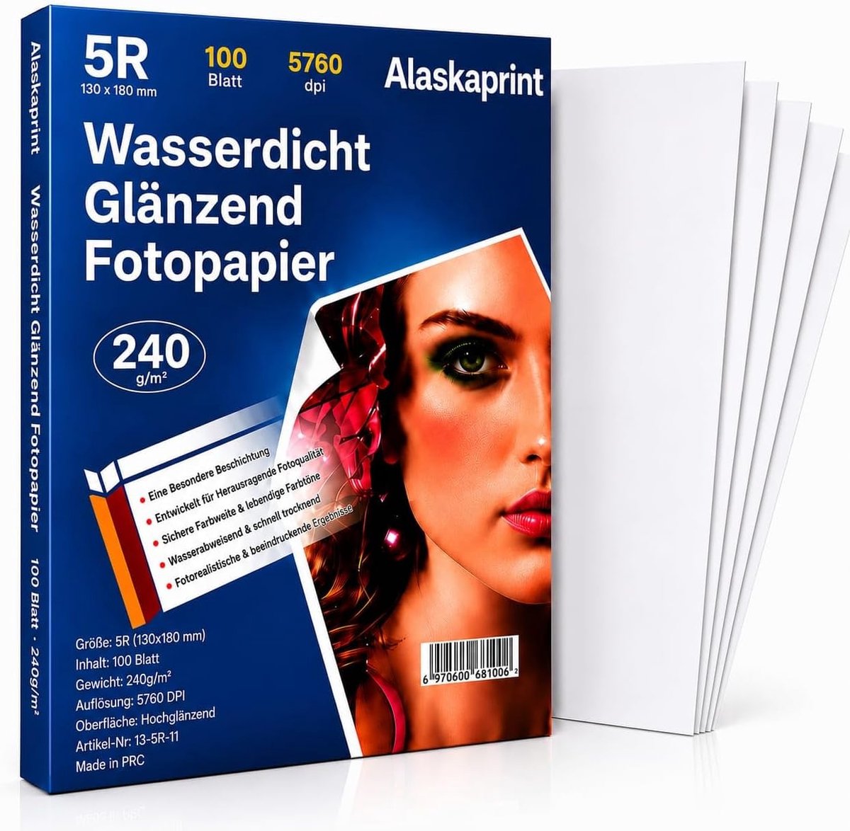 SnelShoppen - Fotopapier 100 vellen 13x18 cm Glanzend 240 g/m² Waterdicht Hoogwit Voor Inkjetprinters Direct Droog Perfect Voor Foto's Afdrukken