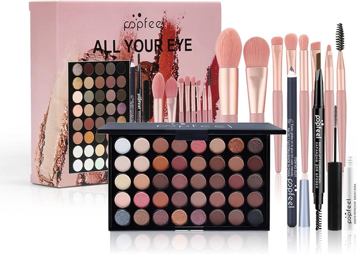 SnelShoppen - Professionele Volledige Schoonheidsset Cosmetische Make-upsets voor Meisjes en Vrouwen - Xmas Makeup Gift Set met Oogschaduw, Blusher, L