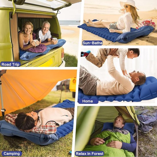 Thijox - Zelfopblazend Campingmatras met Voetpomp & Kussen - Ultralichte Waterdichte Luchtmatras voor Kamperen, Trekking, Vissen - 200x70cm, Compact P van Thijox — afbeelding 5