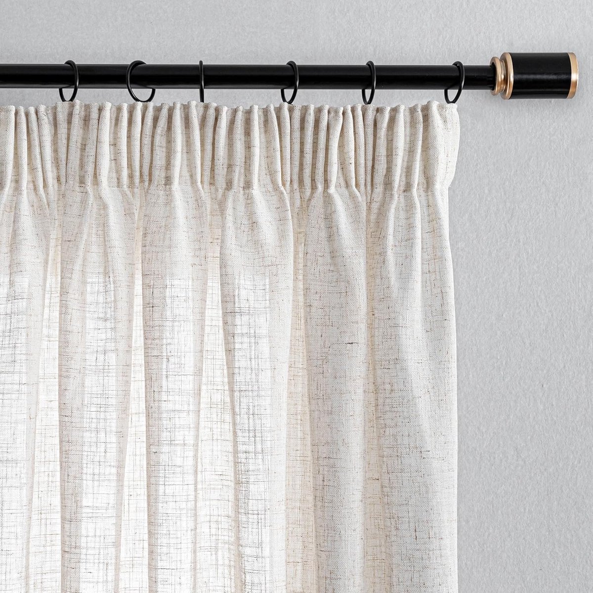 SnelShoppen - Gordijnen in Linnenlook Set van 2, Half-Transparant met Rouleauband, 280 x 140 cm, Natuurlijke Stijl voor Woonkamer, Ademend en Privacy