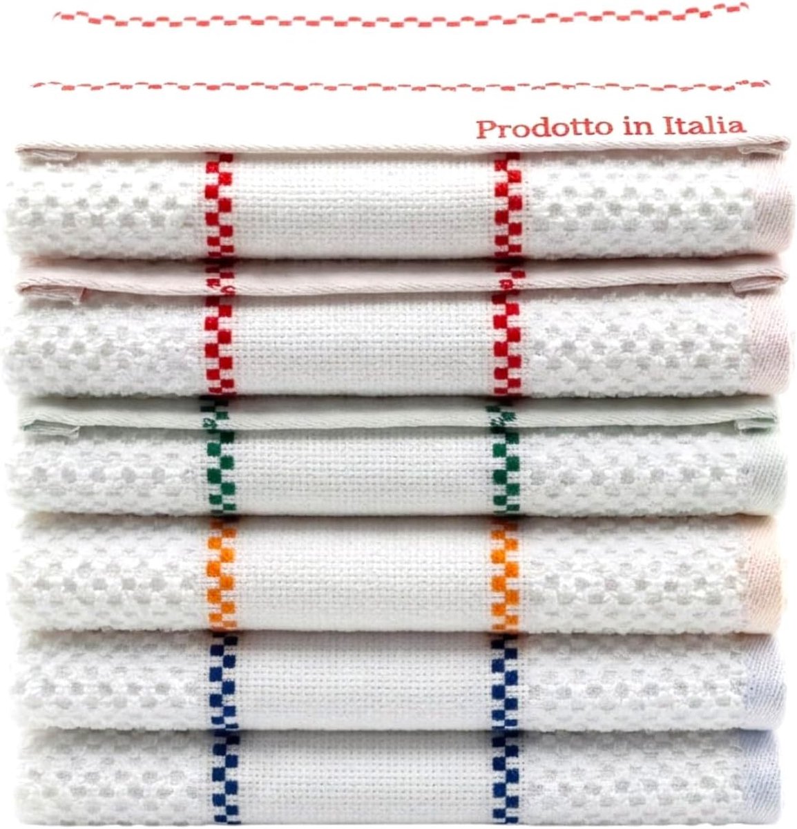 SnelShoppen - Theedoeken Set 100% Katoen, 4 of 6 Stuks, Hoog Absorptievermogen, Professionele Keukendoeken, Elegant Design, Gemaakt in Italië, 50 x 70