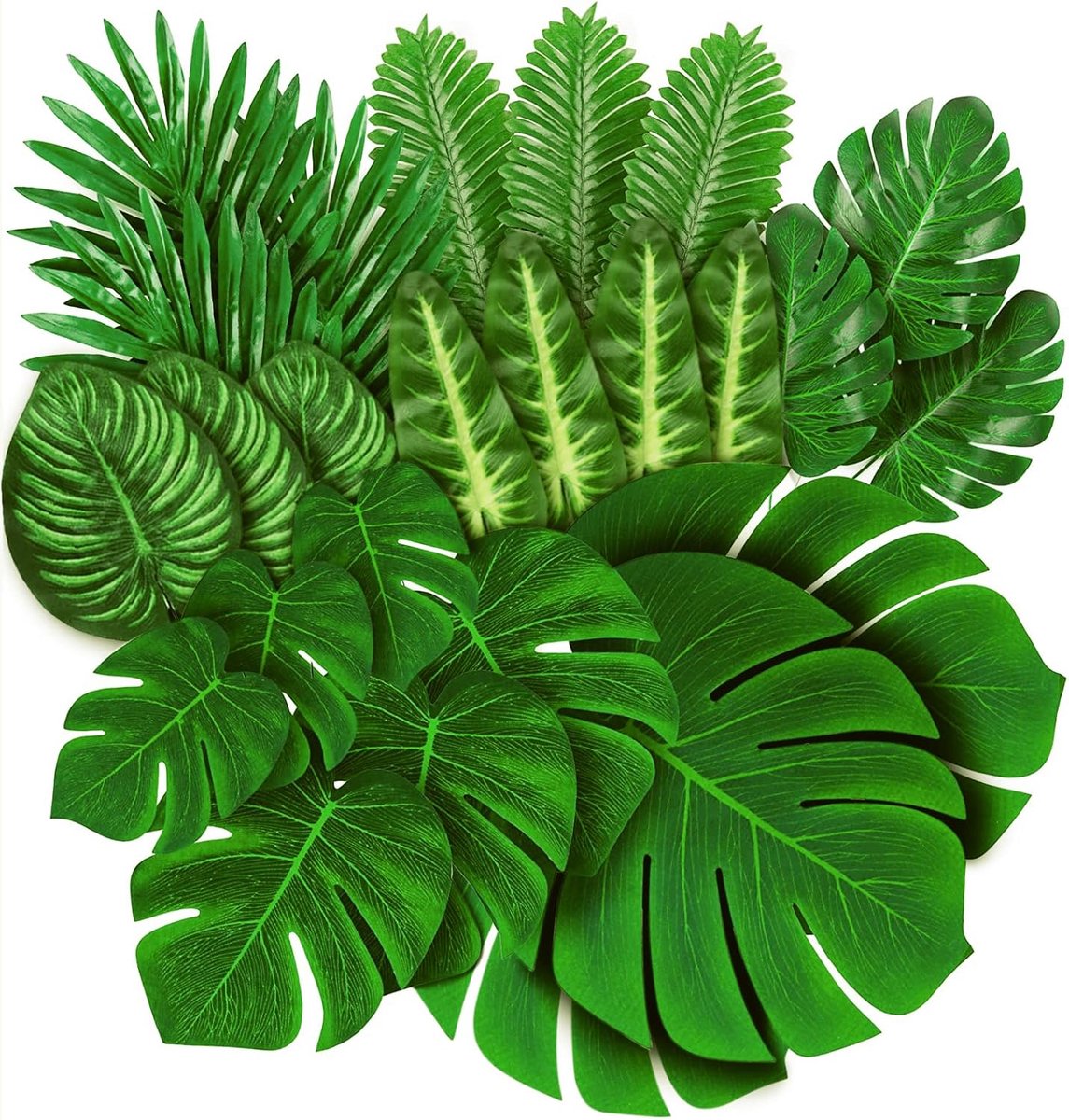 Thijox - 78 Stuks Tropische Nepbladeren, Kunstmatige Palm- en Monstera Bladeren voor Feest