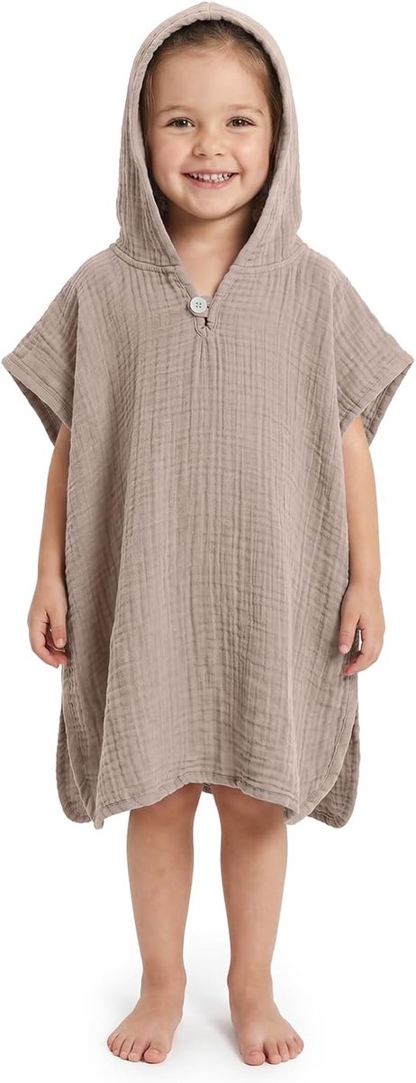 SnelShoppen - Premium Mousseline Badponcho Kinderen met Capuchon - 100% Katoen - Öko-Tex Gecertificeerd - Knuffelige Strandponcho voor Meisjes en Jong