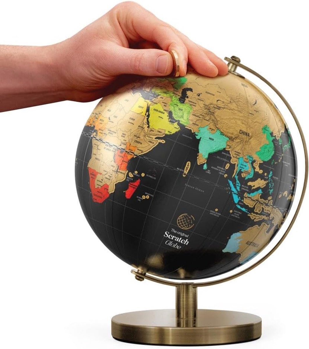 Thijox - Scratch Off Wereldbol - Kraskaart Wereldkaart voor Volwassenen - Unieke Bureaugadget & Reiskaart - Reizen en Bureaudecoratie - Perfect Reisge