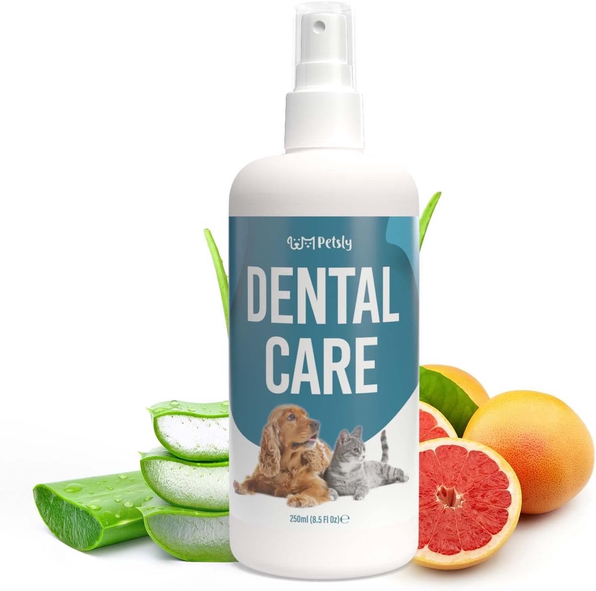SnelShoppen - Petsly Dog & Cat Dental Care Spray - 250ml - Fresh Breath Spray voor Honden en Katten - Tandpasta en Tandsteenreiniger - Verfrissende Pe