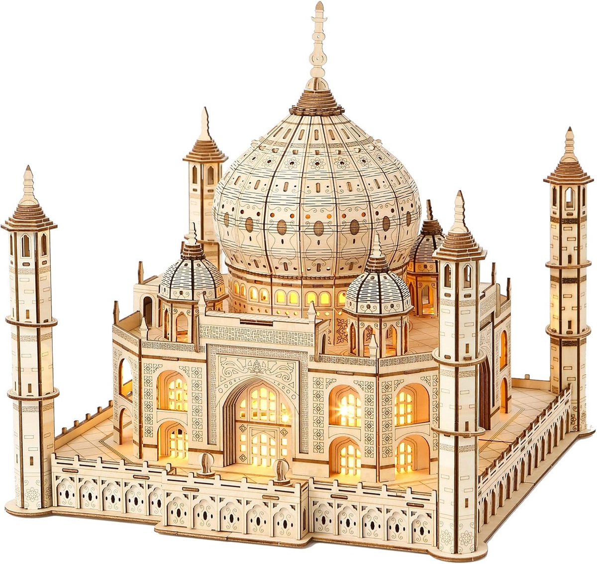 SnelShoppen - 3D Houten Puzzels voor Volwassenen, Taj Mahal Architectuur Modelbouwpakket, Mechanische Constructie Hobby, 388 Stuks, Perfect Verjaardag